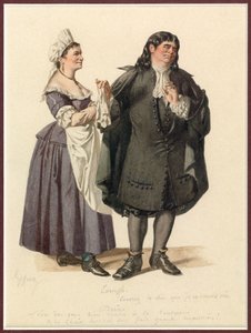 Portrait de Dorine et Tartuffe, vers 1870 (aquarelle) - Edmond Aime Florentin Geffroy