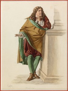 Portrait de Molière, vers 1870 (aquarelle) - Edmond Aime Florentin Geffroy