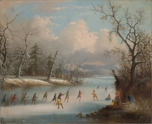 Indiens jouant à la crosse sur la glace, 1859