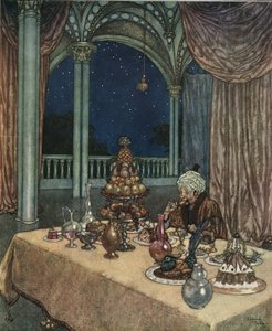 La Belle et la Bête : Le père de Belle arrive au château et découvre une table remplie de victuailles, vers 1910