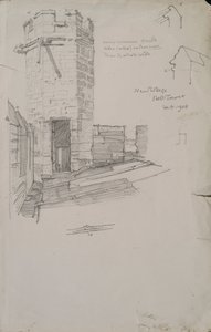 Croquis du clocher de New College (détail)