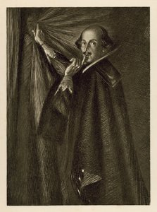 William Shakespeare tenant le rideau et nous demandant de nous taire - Edmund Joseph Sullivan