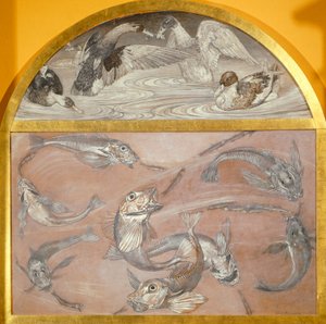 Diptyque avec poissons et canards dans un étang - Edoardo Gioja
