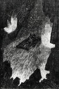 Le radeau ondulé sur des vagues de lave, illustration de 