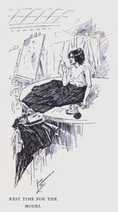 Paris bohème : Temps de repos pour le mannequin (litho)