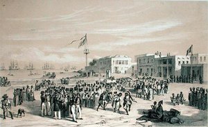 Place du Gouvernement, île de Gorée, Sénégal, vers 1840