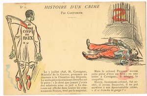 Carte postale, satirique en couleurs : Affaire Dreyfus - Illustration du colonel Henry par Couturier (1869-1935) - Edouard Couturier