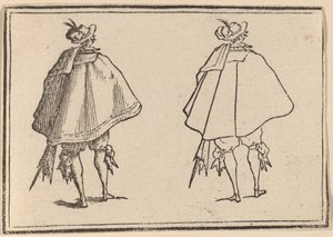 Gentleman en grand manteau, vu de dos - Edouard Eckman after Jacques Callot