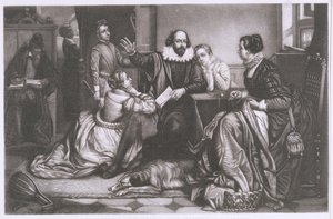 Shakespeare avec sa famille, à Stratford, récitant la tragédie Hamlet - Edouard Jean Conrad Hamman