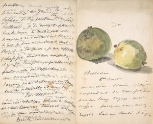 Une lettre à Eugène Maus, décorée de deux pommes, 2 août 1880 - Édouard Manet