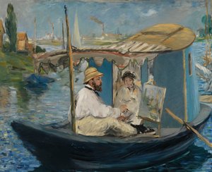 Allemand : Die Barke Claude Monet peignant dans son bateau-atelier - Édouard Manet