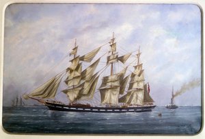 Le Rossdhu, trois mâts anglais avec voile sèche - Edouard Marie Adam