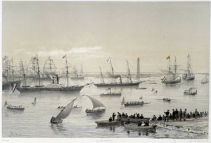 Entrée du Souverain dans le canal de Suez à Port-Saïd dans « Inauguration du canal de Suez » - Edouard Riou
