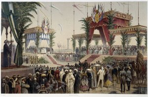 La Tribune des souverains dans «Inauguration du canal de Suez» par G. Nicole. 1869 - Edouard Riou