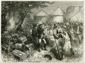 Le lieutenant Vallière se défend contre les habitants de Sibi (ou Siby), un village mandingue du Haut Niger (actuel Mali), dont les habitants étaient très perturbés par l