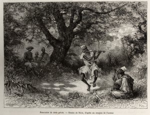 Rencontre de deux griots, le capitaine Binger, assis à l