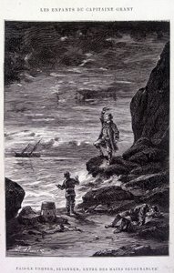 Descendez-le, Seigneur, entre des mains découragées ! dans « Les Enfants du Capitaine Grant » par Jules Verne - Edouard Riou