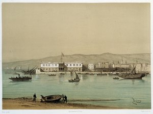 Vue du canal dans "Inauguration du canal de Suez" par G. Nicole. 1869