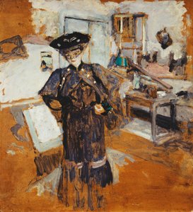 Dame à la voilette, les mains sur les hanches - Edouard Vuillard