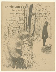 Couverture pour programme avec femme et deux enfants et homme dans un parc pour la pièce La vie muette - Edouard Vuillard
