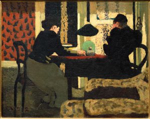 Deux femmes sous une lampe (peinture sur toile) - Edouard Vuillard