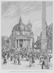 Acclamation à Pie IX sur la Piazza del Popolo - Edouardo Matania