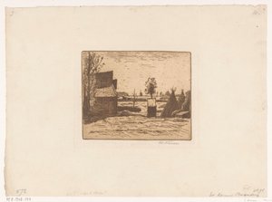 Ferme avec grange et meules de foin