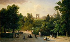 Vue des jardins de Karlsaue vers la Friedrichsplatz - Eduard Stiegel