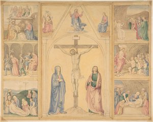 Christ en Croix avec Six Scènes de la Vie du Christ