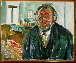 Edvard Munch, autoportrait après la grippe espagnole (huile sur toile)