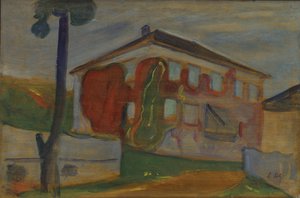 Maison avec vigne vierge rouge, vers 1900 - Edvard Munch