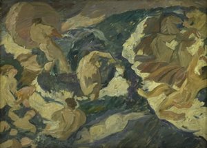 Poséidon se précipitant sur la mer entouré de Néréides et de Tritons