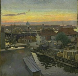 Vue sur Wilders Plads à Christianshavn. Soir