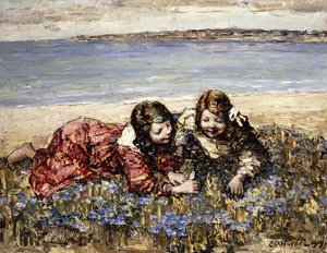 Récolte de fleurs au bord de la mer