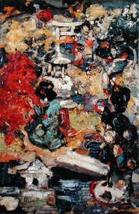 Figures japonaises dans un jardin - Edward Atkinson Hornel