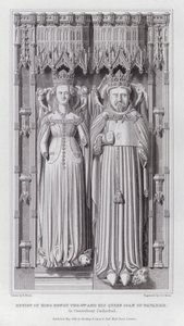 Effigie du roi Henri IV et de sa reine Jeanne de Navarre, dans la cathédrale de Canterbury (gravure)