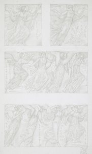 Études sur papier de figures allégoriques - Edward Burne-Jones