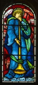 Hoarwithy, St Catherine, Morris & Co., Edward Burne-Jones, Ange trompettiste, 1879