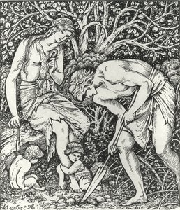Adam et Ève (Travail : Quand Adam creusait et Ève filait, qui était alors le gentilhomme ?) - Edward Coley (after) Burne Jones