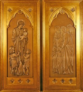 Christ bénissant les petits enfants et les femmes amenant des enfants à la présence du Christ - Edward Coley Burne Jones