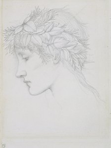 Tête couronnée de feuilles, c.1897 - Edward Coley Burne Jones