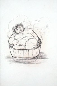 William Morris (1834-96) dans une baignoire, d