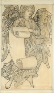 Ange avec parchemin - figure numéro sept, 1880 - Edward Burne Jones