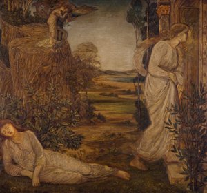 Cupidon et Psyché - Murales de Palace Green - Zéphyr portant Psyché à la montagne, 1881