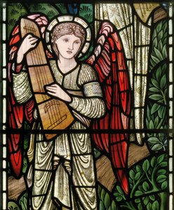 Wilden, All Saints, Morris & Co., Edward Burne-Jones, John Henry Dearle, Angels Of Paradise, Angel Musicians (détail)