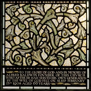Wilden, All Saints, Morris & Co., Edward Burne-Jones, John Henry Dearle, Dedication to Alfred Baldwin from The Joshua window