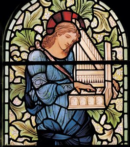 Wilden, All Saints, Morris & Co., Edward Burne-Jones, John Henry Dearle, Sainte Cécile (détail)