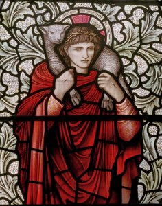 Wilden, All Saints, Morris & Co., Edward Burne-Jones, John Henry Dearle, Le Bon Berger (détail)