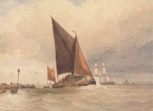 Chaland à voile en mer - Edward Duncan