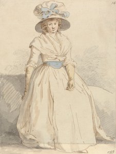 Jeune femme assise portant une robe blanche - Edward Edwards